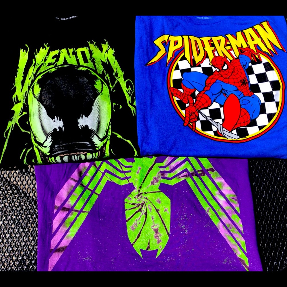 Men’s Marvel Spiderman & Venom Tee Shirts 2XL NEW